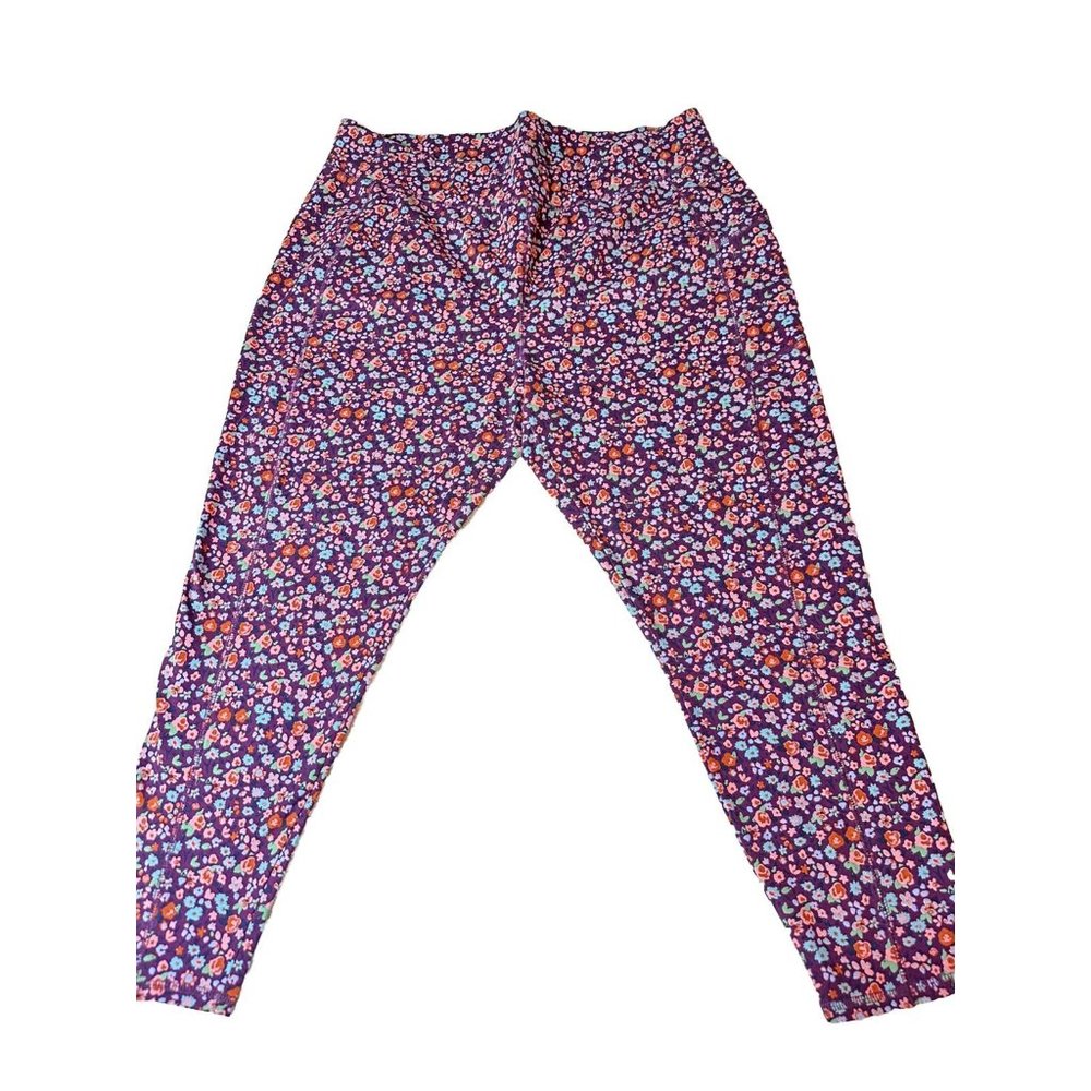 Denim & CO ACTIVE Women Floral Pocket Leggings Pants Stretch Pull on Size 1XP